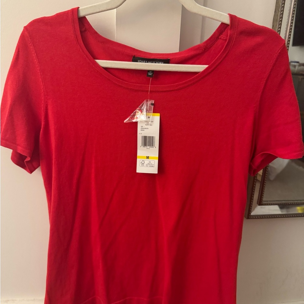 Jones New York Red Short Sleeve Tee